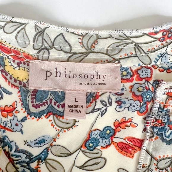 Philosophy Tunic  Multi Print Blouse Size L - Picture 5 of 11